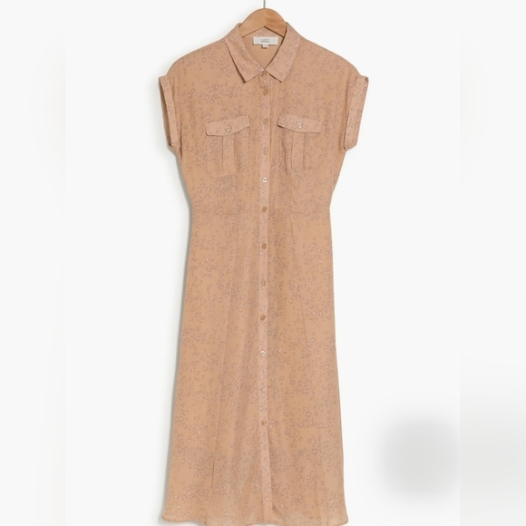 Lucky Brand Women's Short Sleeve Midi Shirtdress Ginger Leopard Print - Picture 4 of 5